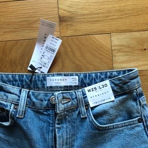 Topshop straight jeans. Size 2. Raw hem.